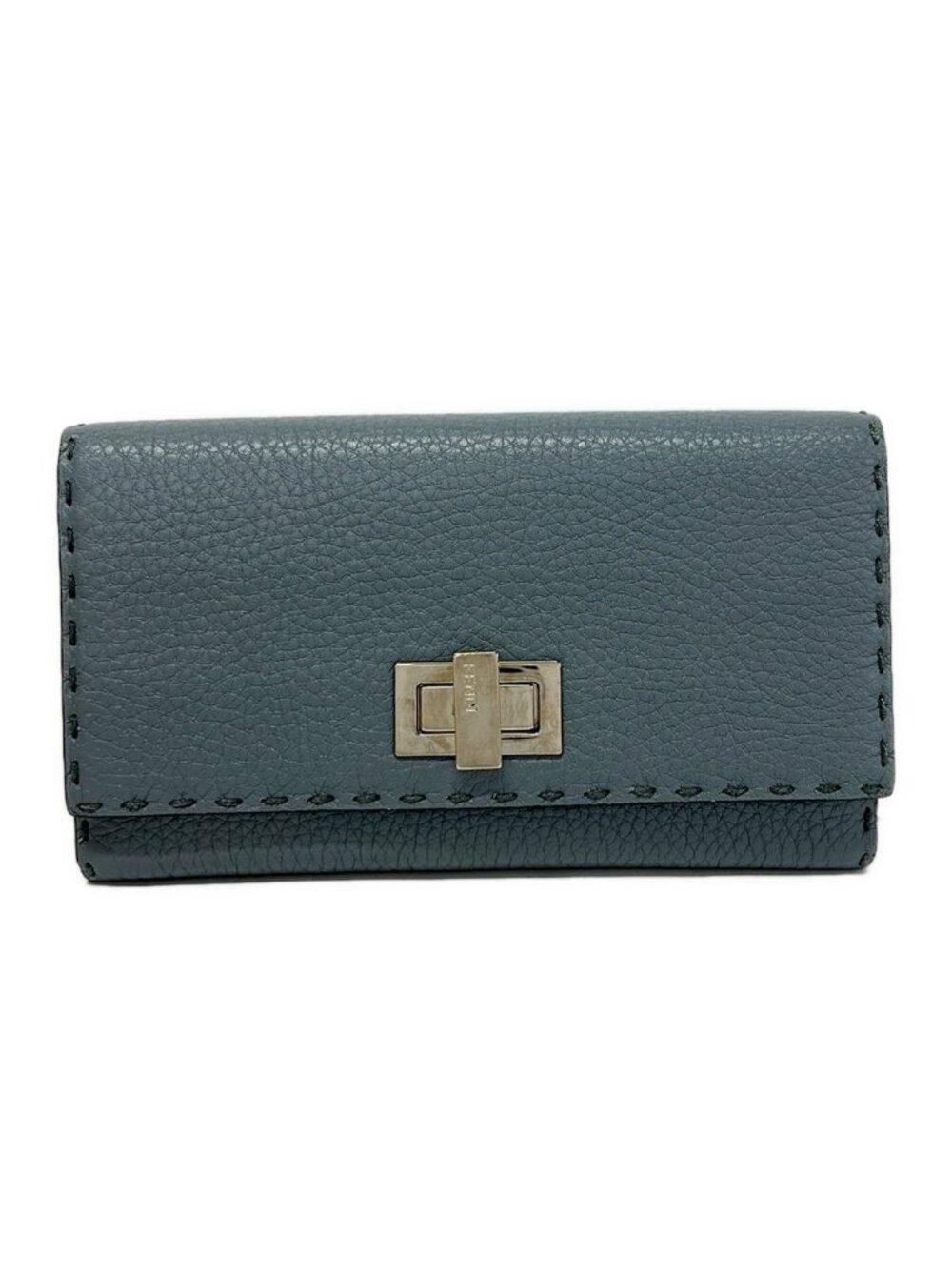 Fendi Wallet Peekaboo Blue Gray Leather